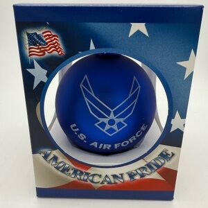 Air Force Blue Blown Glass Christmas Ornament Ball 3” Military Airforce American